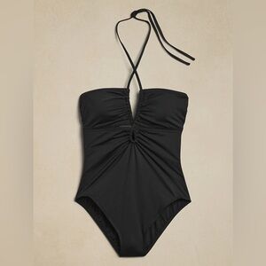 NWT! Banana Republic BLACK DOUBLE KEYHOLE ONE PIECE - XS 👛